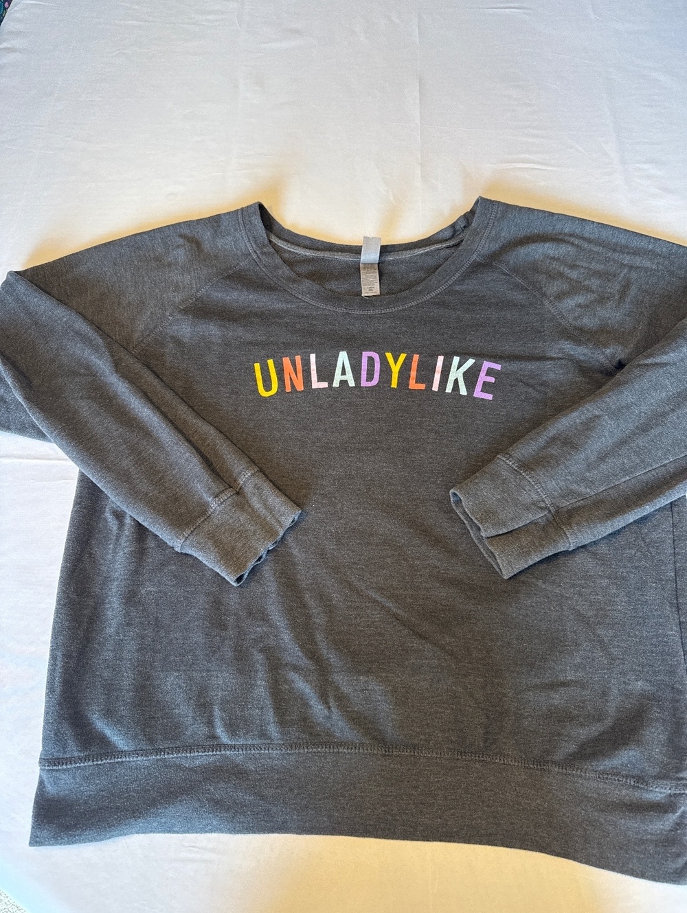 Instant Message Ladies 2XL Gray Sweatshirt with Colorful UNLADYLIKE Print